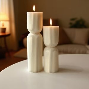 vela pilar a rayas aromática