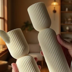 vela pilar a rayas aromática